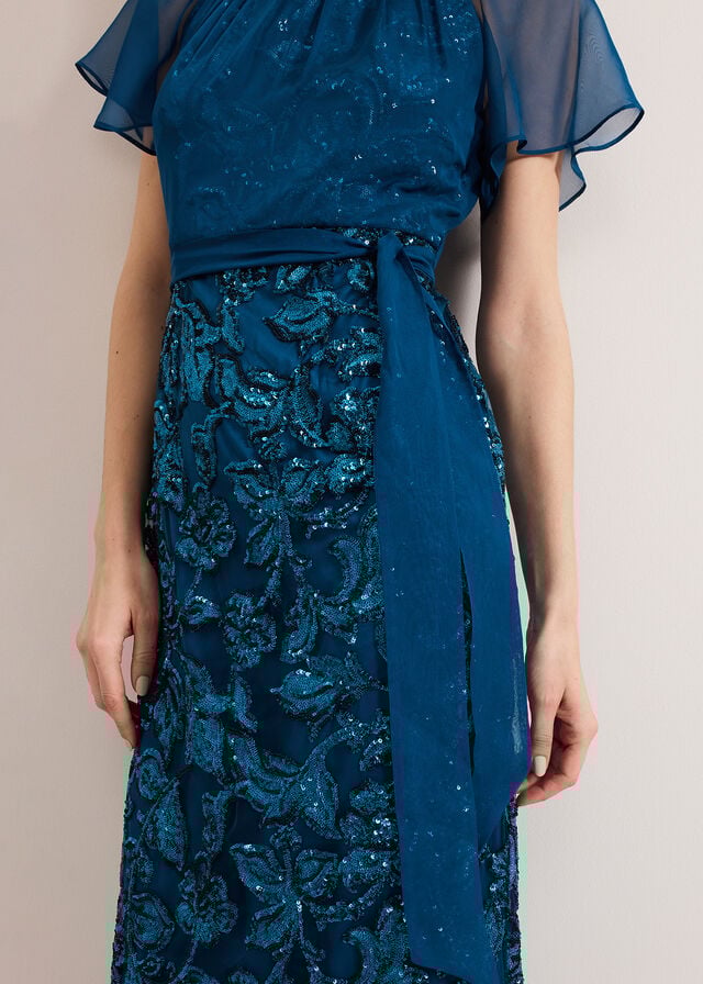 Turquoise Phase Eight Talia Sequin Dress | 9704EXNKA