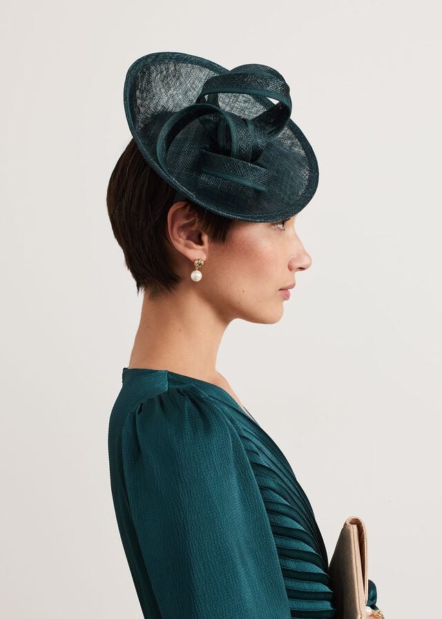 Turquoise Phase Eight Teal Grossgrain Twist Oval Fascinator Hats | 1742LSRAX