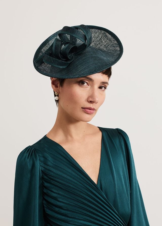 Turquoise Phase Eight Teal Grossgrain Twist Oval Fascinator Hats | 1742LSRAX