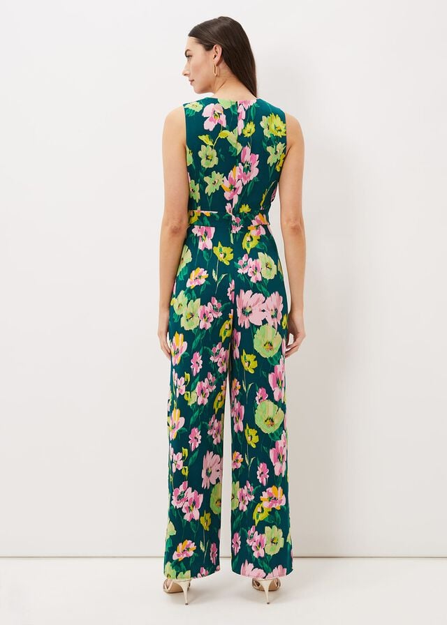 Turquoise / Multicolor Phase Eight Effie Printed Jumpsuit | 4207MRGLN