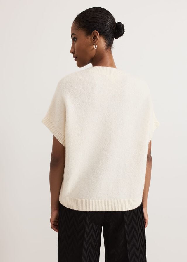White Phase Eight Allie Tabard Jewelled Knitwear | 8263GBNEO
