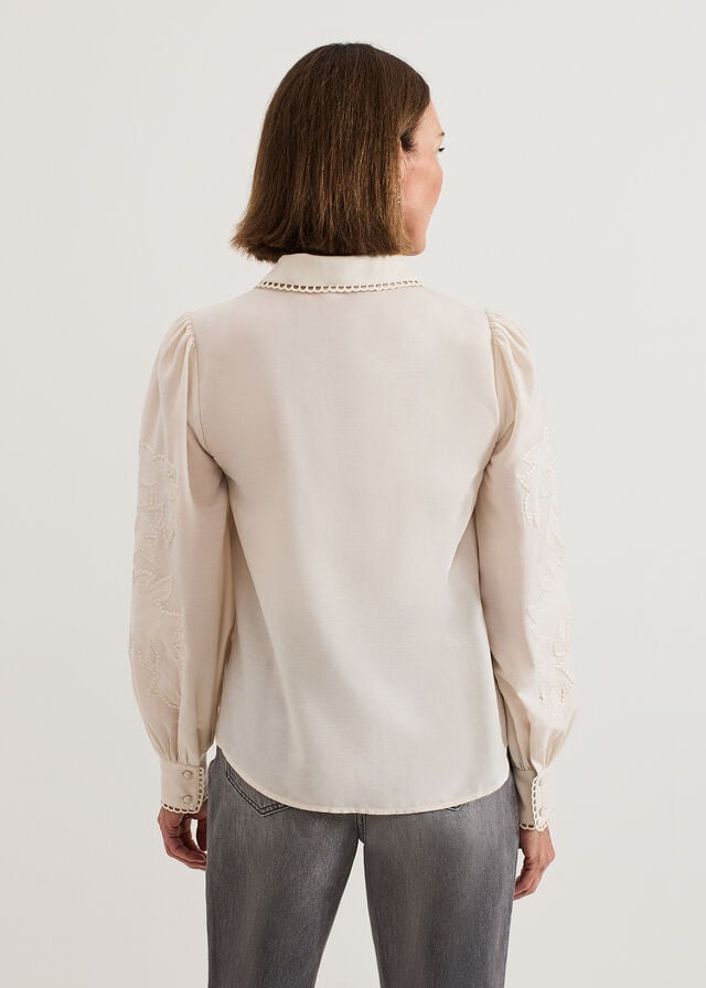 White Phase Eight Aneira Sequin Shirts | 5264IKUFS