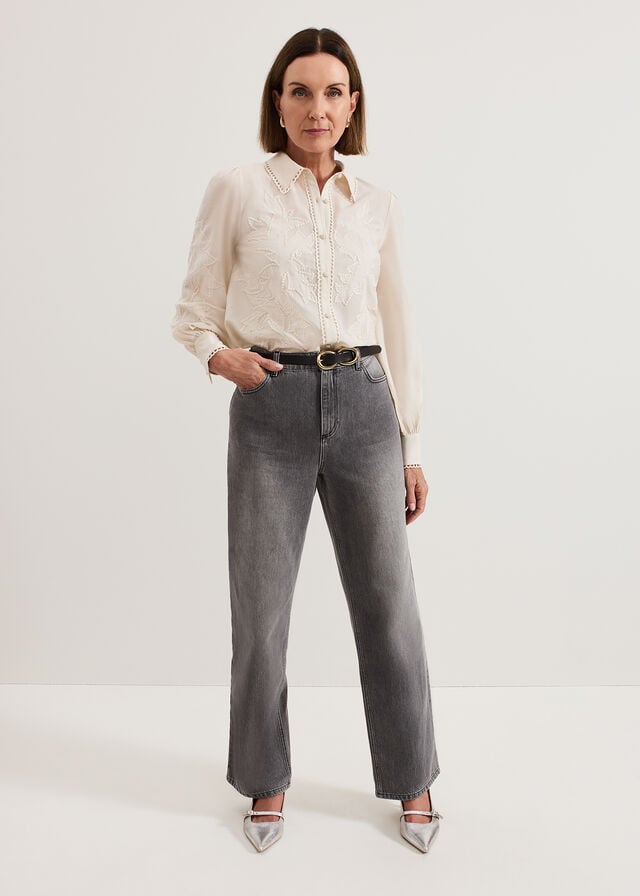 White Phase Eight Aneira Sequin Shirts | 5264IKUFS