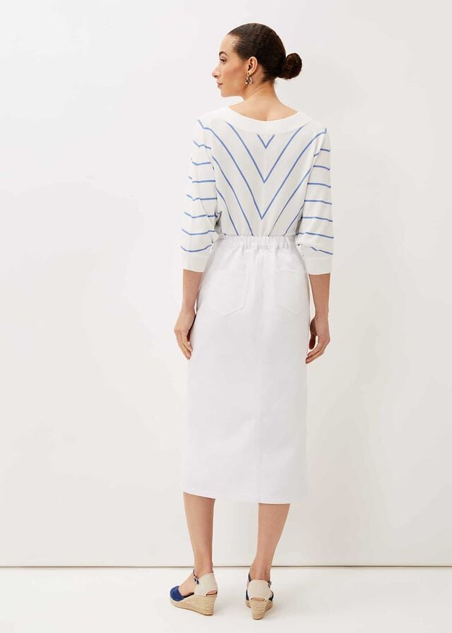 White Phase Eight Aubrey Denim Skirts | 5920HXDOW