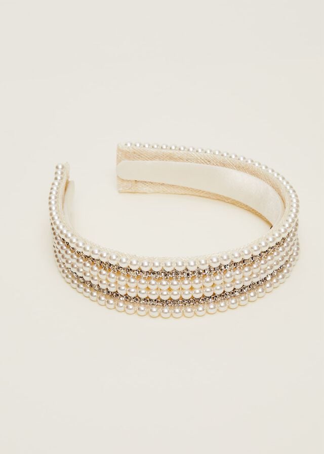 White Phase Eight Bridal Beaded Hats | 8295TFHYW