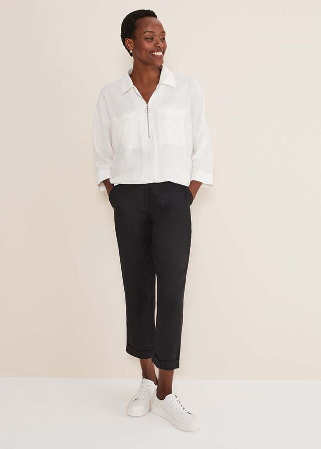 White Phase Eight Cynthia Zip Front Shirts | 7283KJLWR