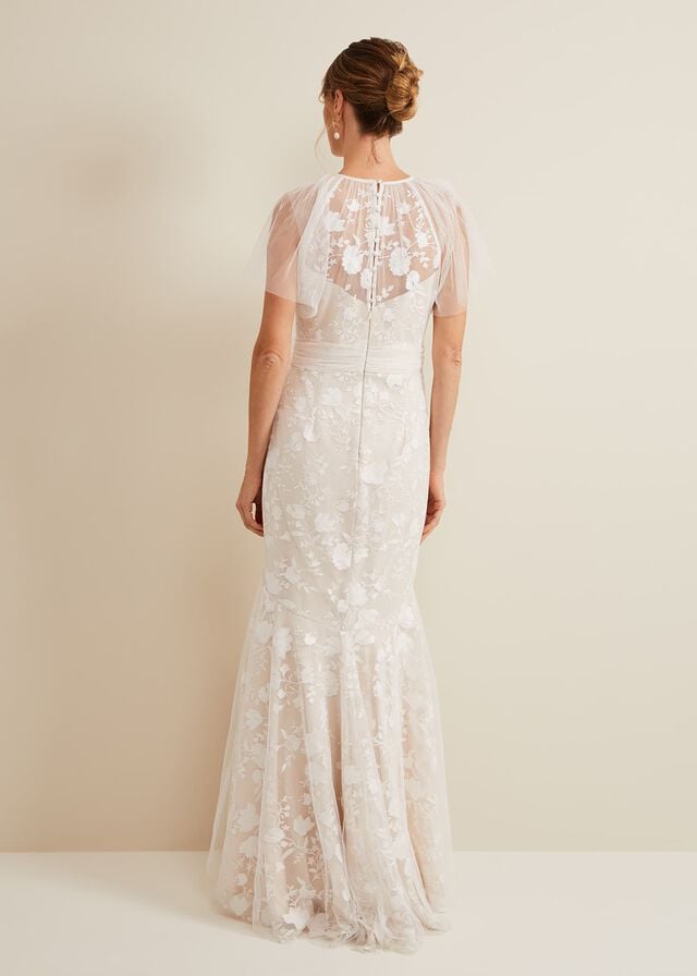 White Phase Eight Delilah Mesh Embroidered Wedding Dress | 3071JONVC
