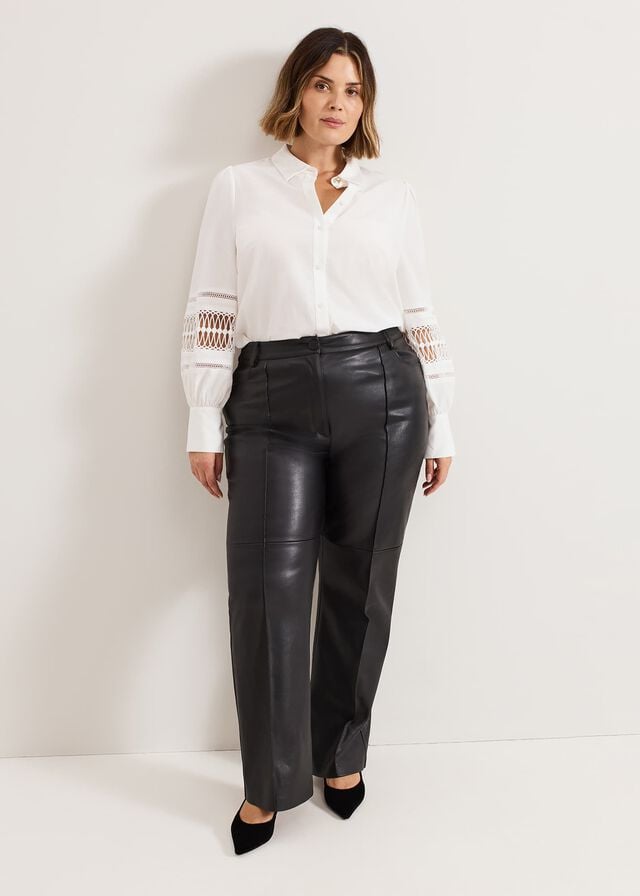 White Phase Eight Emmelina Broderie Shirts | 4678BKSJQ