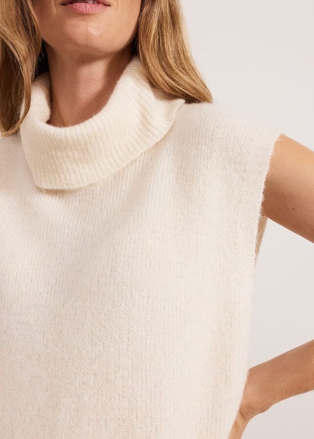 White Phase Eight Ginny Ivory Cowl Neck Tabard Knitwear | 4596HPIGQ