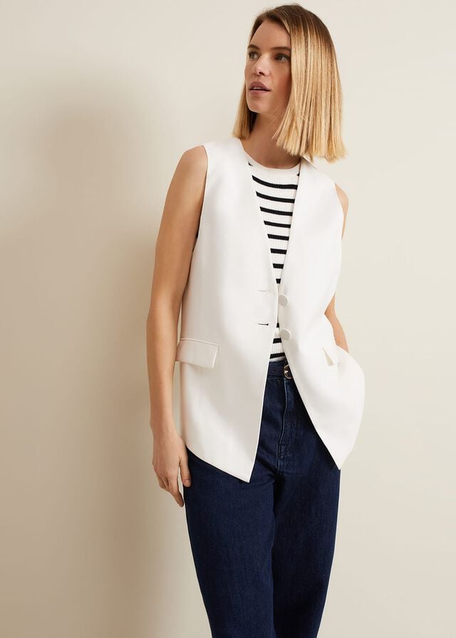 White Phase Eight Inara Longline Jackets | 7915KMSAP