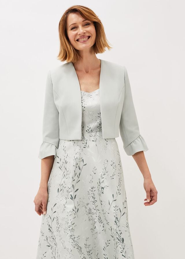 White Phase Eight Inez Frill Cuff Occasion Jackets | 4981CHBSR