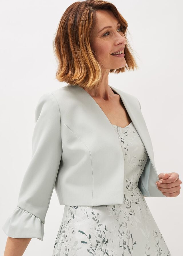 White Phase Eight Inez Frill Cuff Occasion Jackets | 4981CHBSR