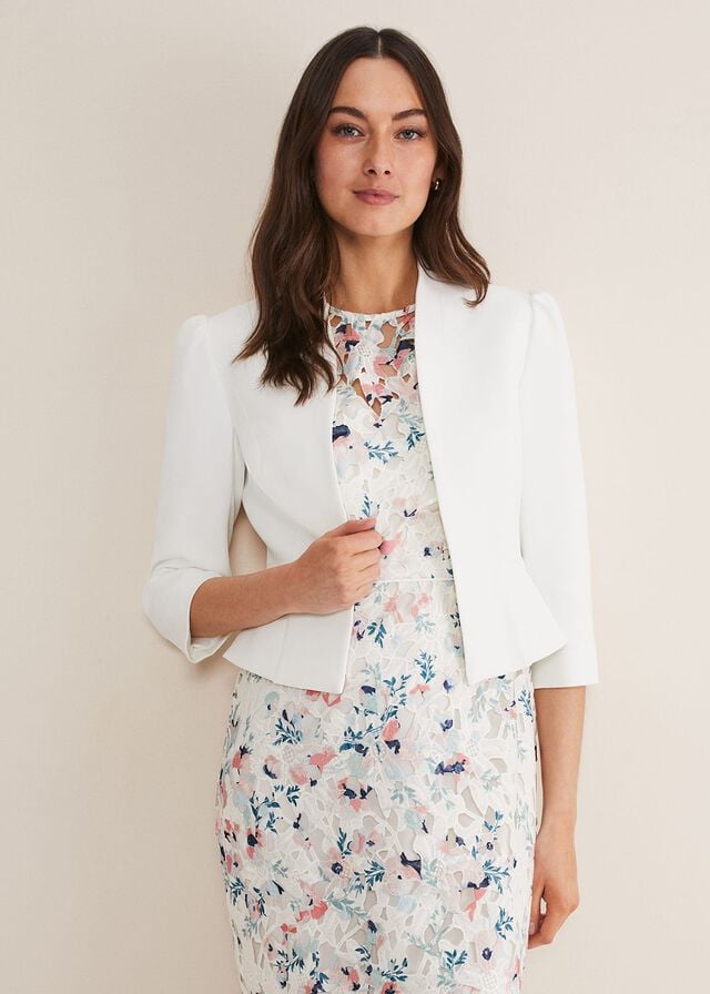 White Phase Eight Isabella Bow Jackets | 8357VQKNC