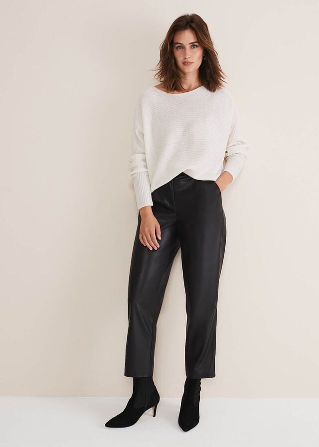 White Phase Eight Isabella Ripple Wool Cashmere Knitwear | 6921WDCVZ