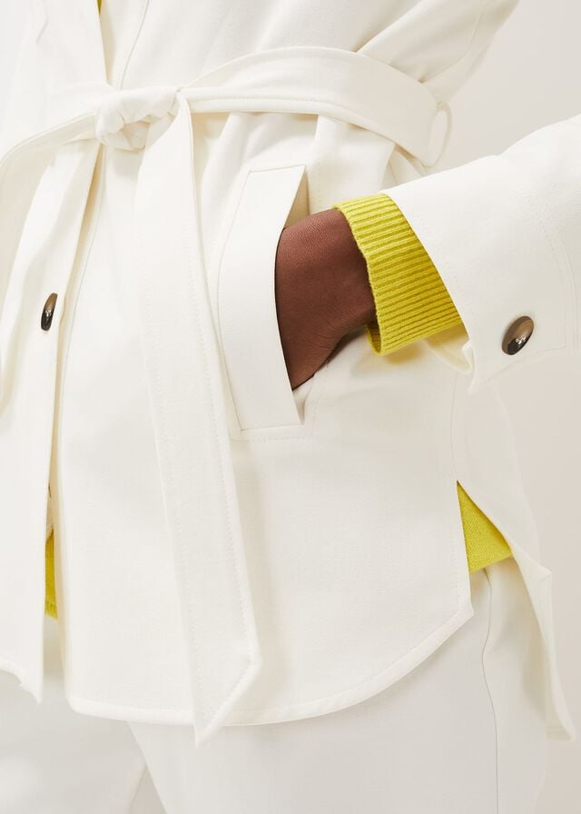 White Phase Eight Ivie Belted Shacket Jackets | 2364KQZLX