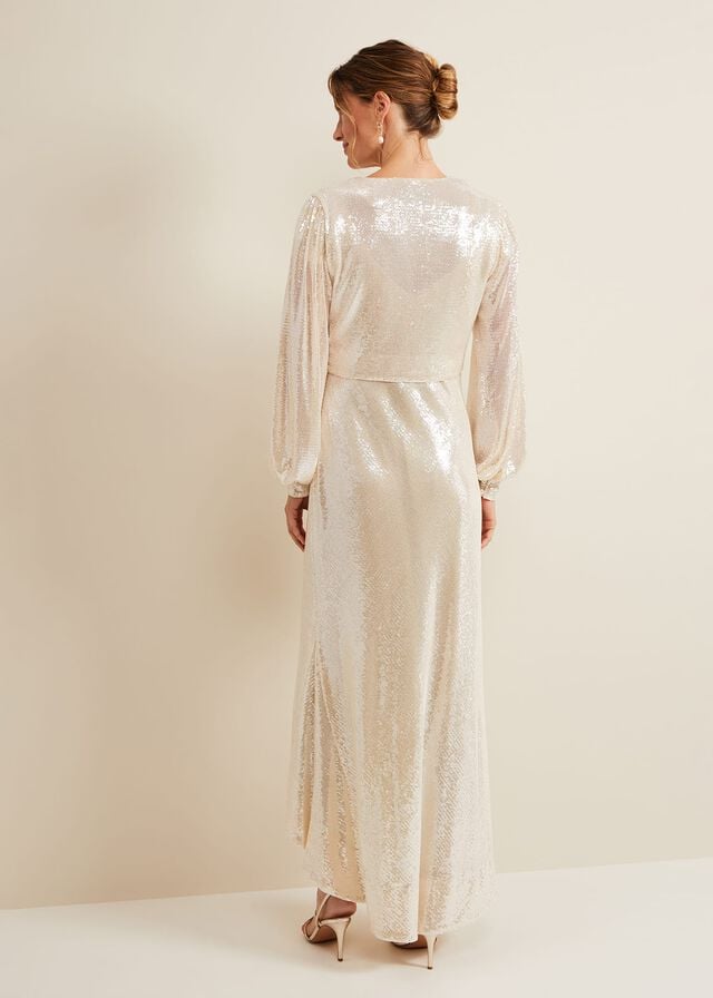 White Phase Eight Jamila Sequin Bridal Dress | 7512REUGV