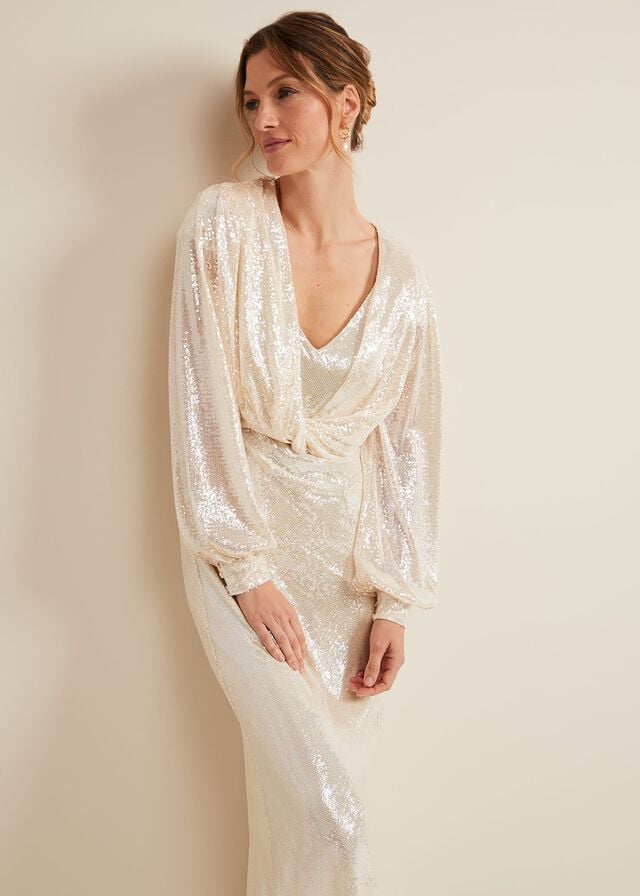 White Phase Eight Jamila Sequin Bridal Dress | 7512REUGV