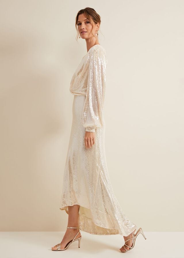 White Phase Eight Jamila Sequin Bridal Dress | 7512REUGV