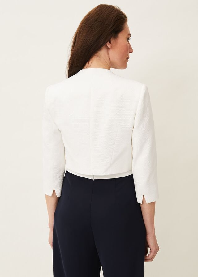 White Phase Eight Karlee Textured Occasion Jackets | 1472ECYDG