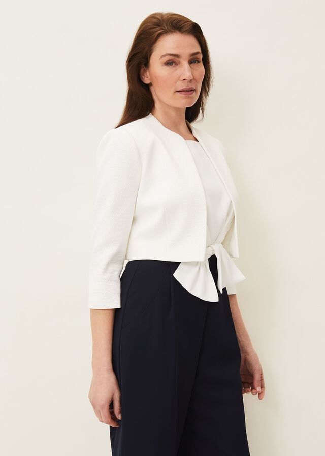 White Phase Eight Karlee Textured Occasion Jackets | 1472ECYDG