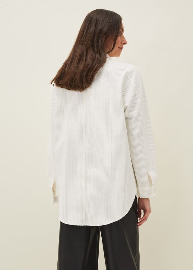 White Phase Eight Katrina Corduroy Shacket Jackets | 0847KXGWV