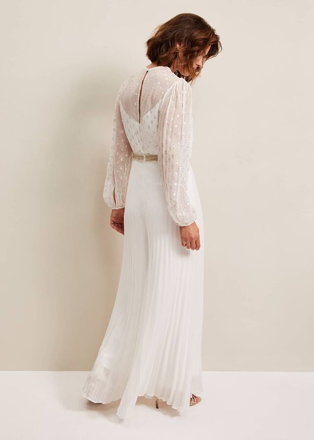 White Phase Eight Larissa Pleated Bridal Dress | 3158OXJGV