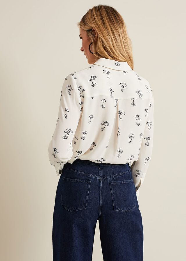 White Phase Eight Riley Printed Shirts | 6093FQHLI
