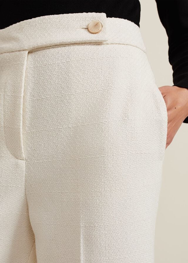 White Phase Eight Ripley Boucle Culotte Trousers | 8065QXSYA