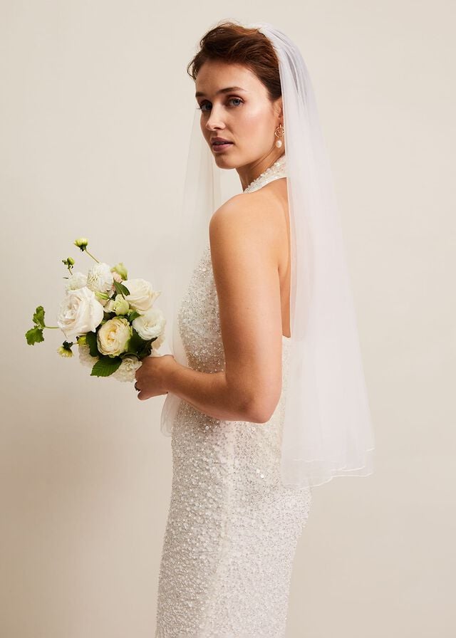White Phase Eight Short Double Tier Veil Hats | 5897BOFCE