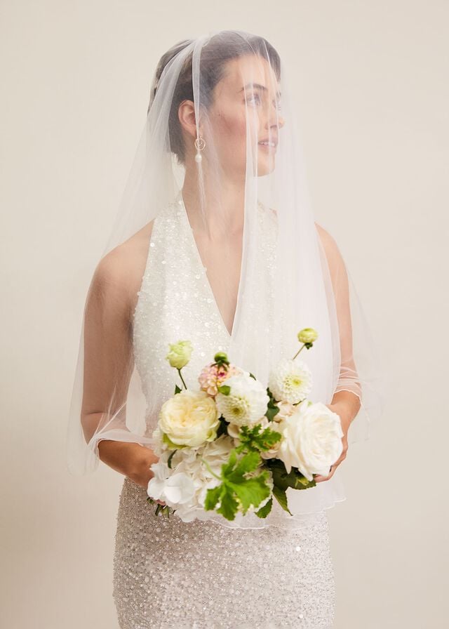 White Phase Eight Short Double Tier Veil Hats | 5897BOFCE