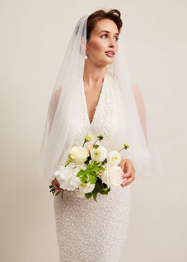 White Phase Eight Short Double Tier Veil Hats | 5897BOFCE