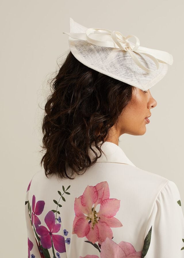White Phase Eight Silk Bow Twist Disc Fascinator Hats | 9751EHCVP