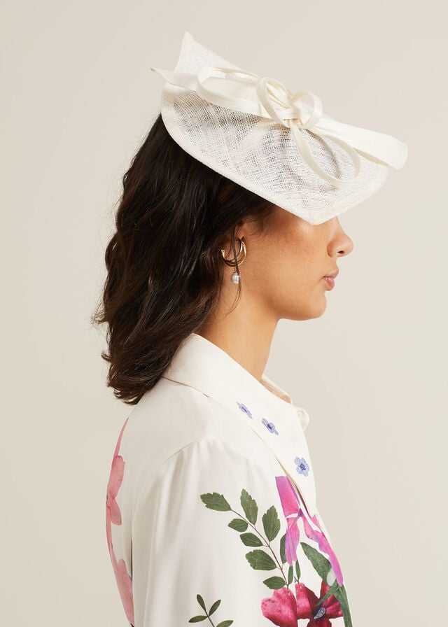 White Phase Eight Silk Bow Twist Disc Fascinator Hats | 9751EHCVP