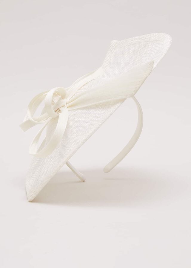 White Phase Eight Silk Bow Twist Disc Fascinator Hats | 9751EHCVP
