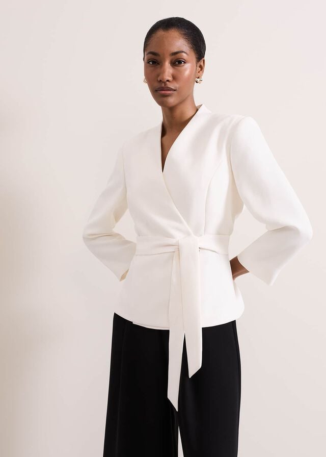 White Phase Eight Sophin Ivory Corsage Coats | 3620TKBES