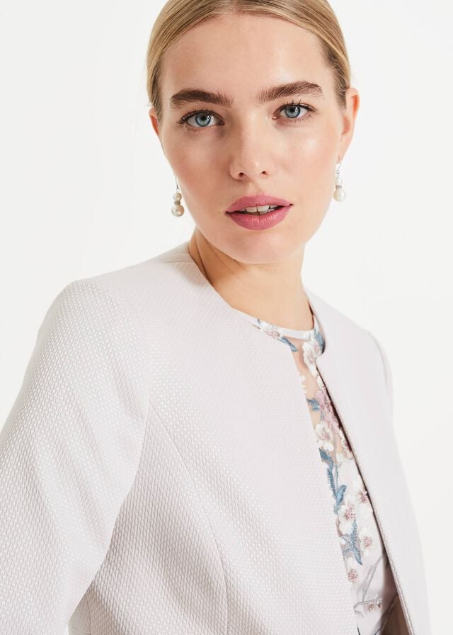 White Phase Eight Tara Textured Jackets | 7285JCRKQ