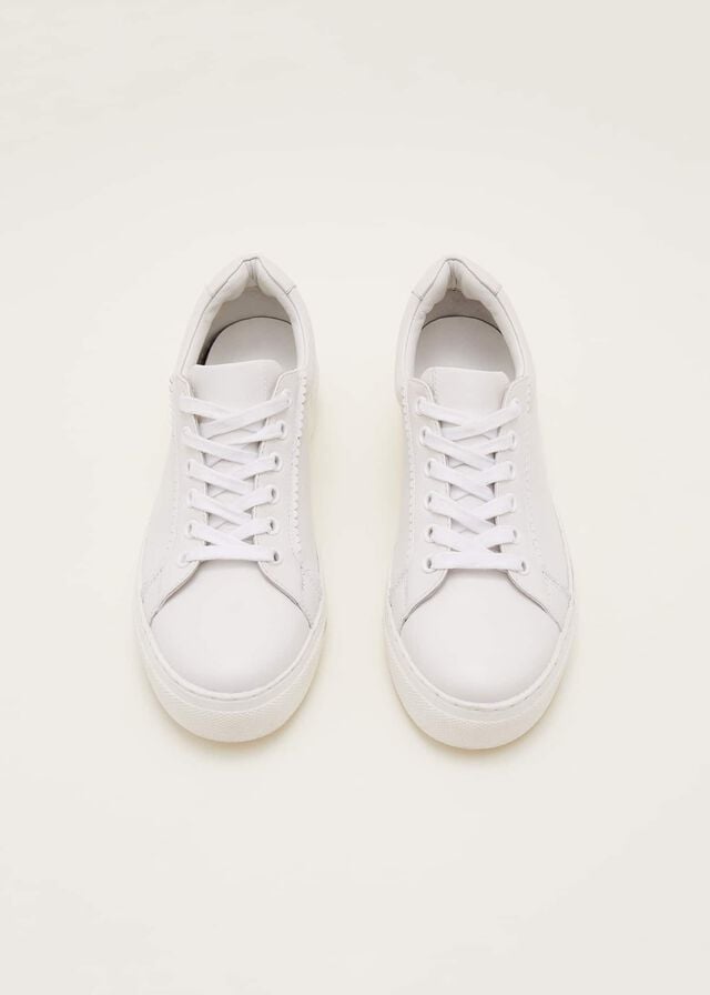 White Phase Eight White Leather Flats | 3879VDGRF