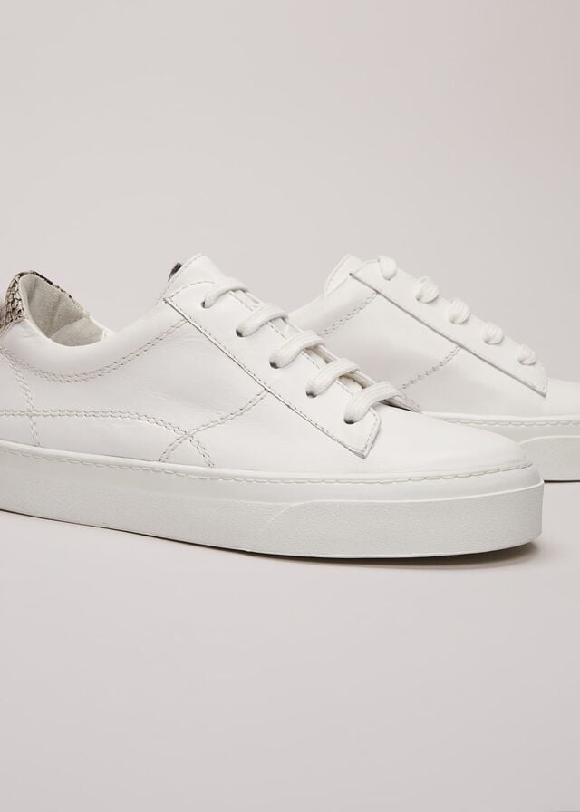 White Phase Eight White Leather Flats | 6314LYSEQ