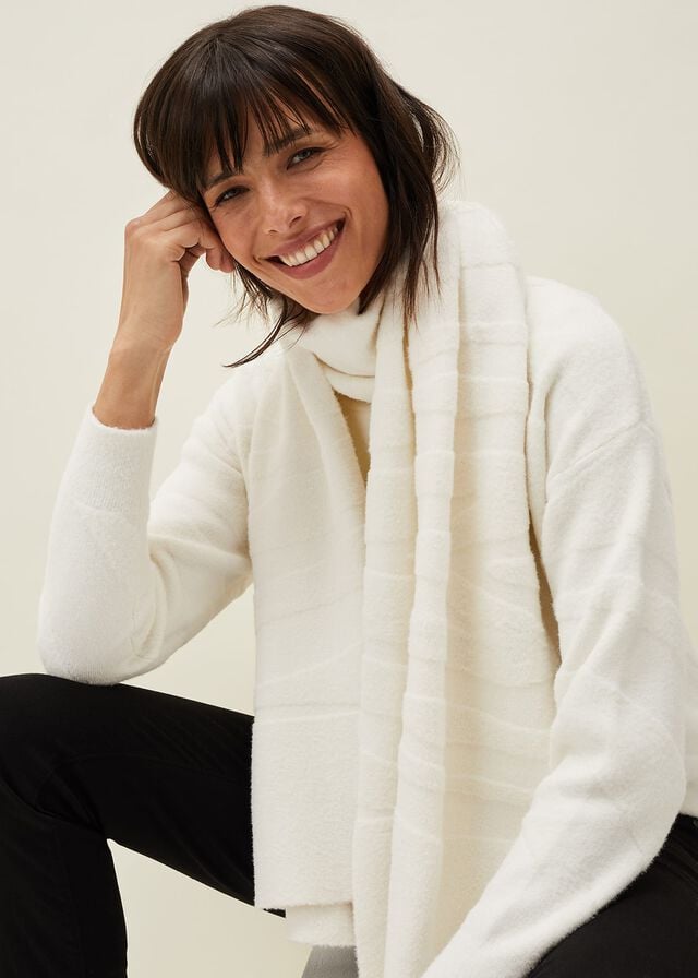 White Phase Eight Zeny Zebra Jacquard Scarves | 2740GKSQJ