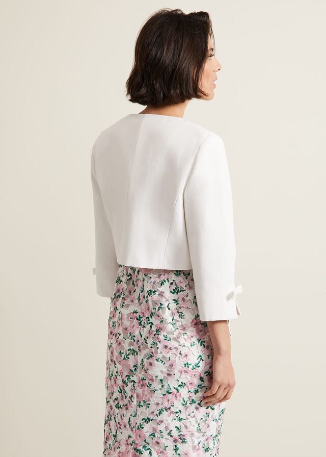 White Phase Eight Zoelle Bow Jackets | 2348CBWUV