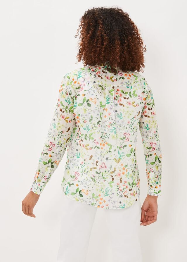 White / Multicolor Phase Eight Maddelena Cotton Floral Shirts | 6783BLKCT