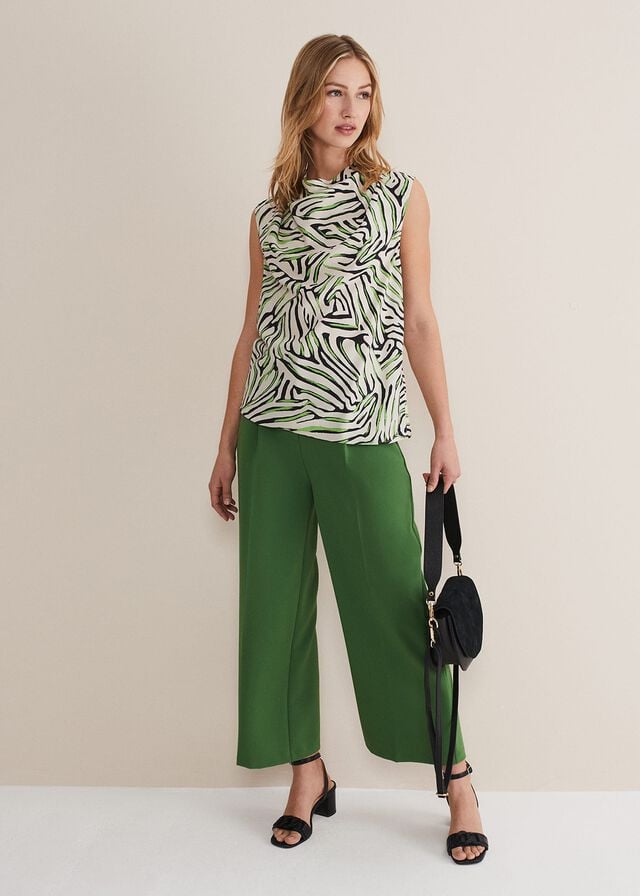 White / Multicolor Phase Eight Paulette Zebra Print Cowl Neck Shirts | 2368HPWYS