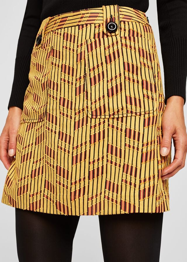 Yellow / Red Phase Eight Doria Textured Skirts | 2347XSMUT